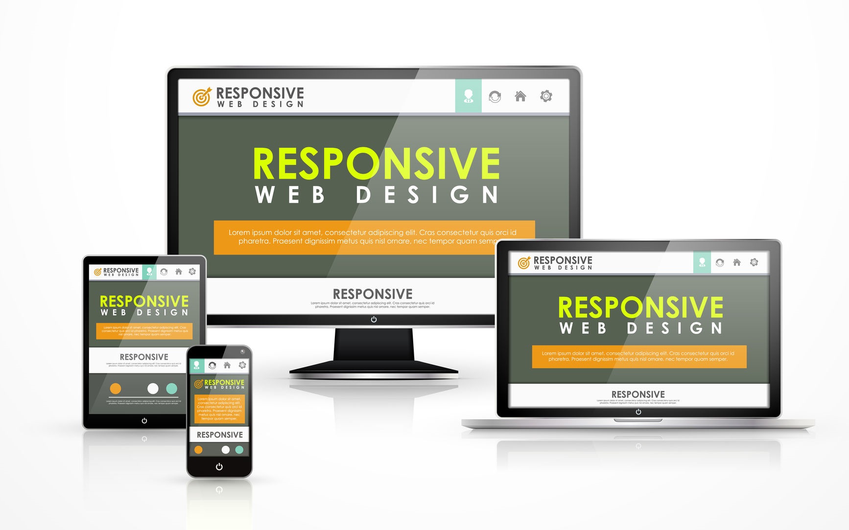 30518819 - responsive web design concept in flat screen tv, tablet, smart phone and laptop