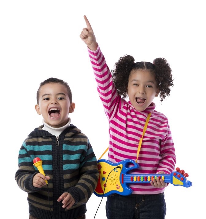 17542605 - happy kids music band isolated on white background